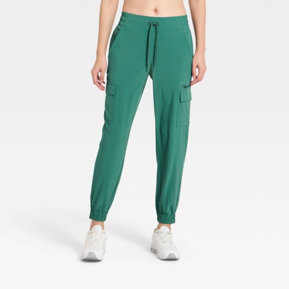 Women's Active Light Mid-Rise Cargo Jogger Pants - Forest Green XXXL